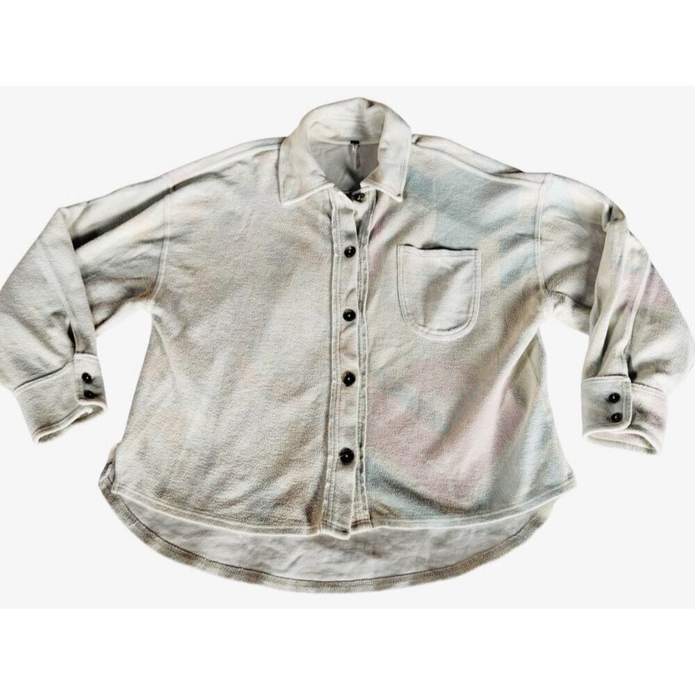 Free People Women's Sz M Kiwi Ruby Pastel Sunflower Shirt Jacket Shacket - Picture 10 of 10